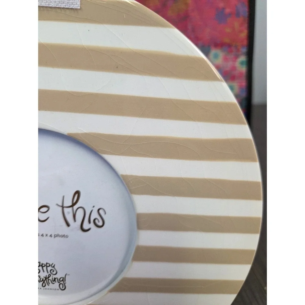 Happy Everything! By Laura Johnson Stripe Mini Round‎ Picture Frame Neutral
